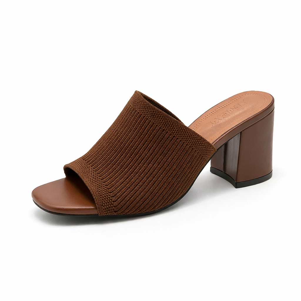 Vivienne Ribbed Knit Block Heel