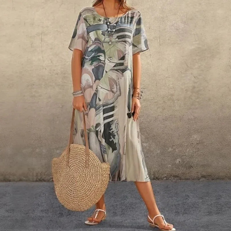 Saffron Abstract Print Midi Dress