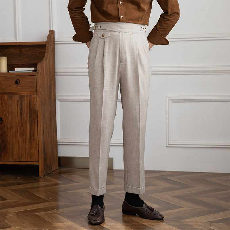 Porto Textured Pleated Trousers
