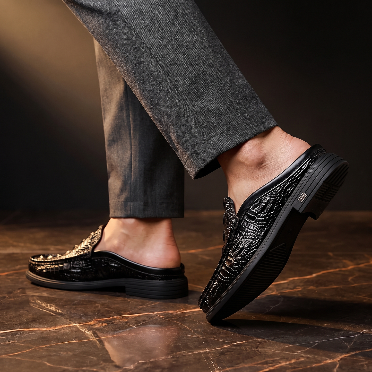 Salvatore Croc Embossed Mules