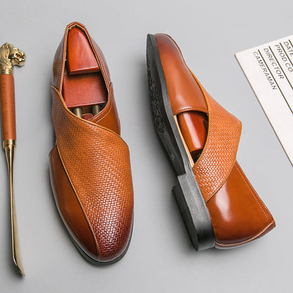 Enzo Woven Leather Loafers