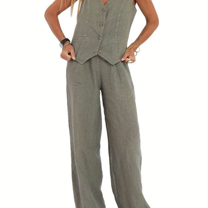 Calerra Vest & Wide-Leg Set