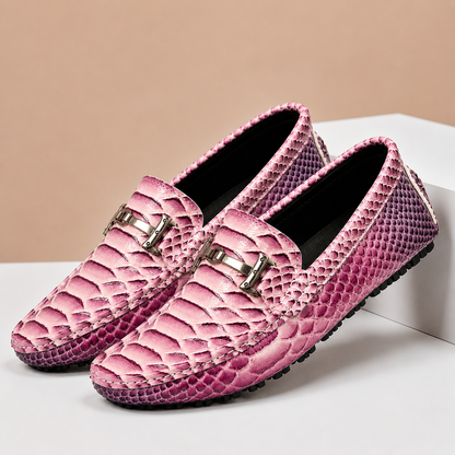Enrico Embossed Leather Loafers
