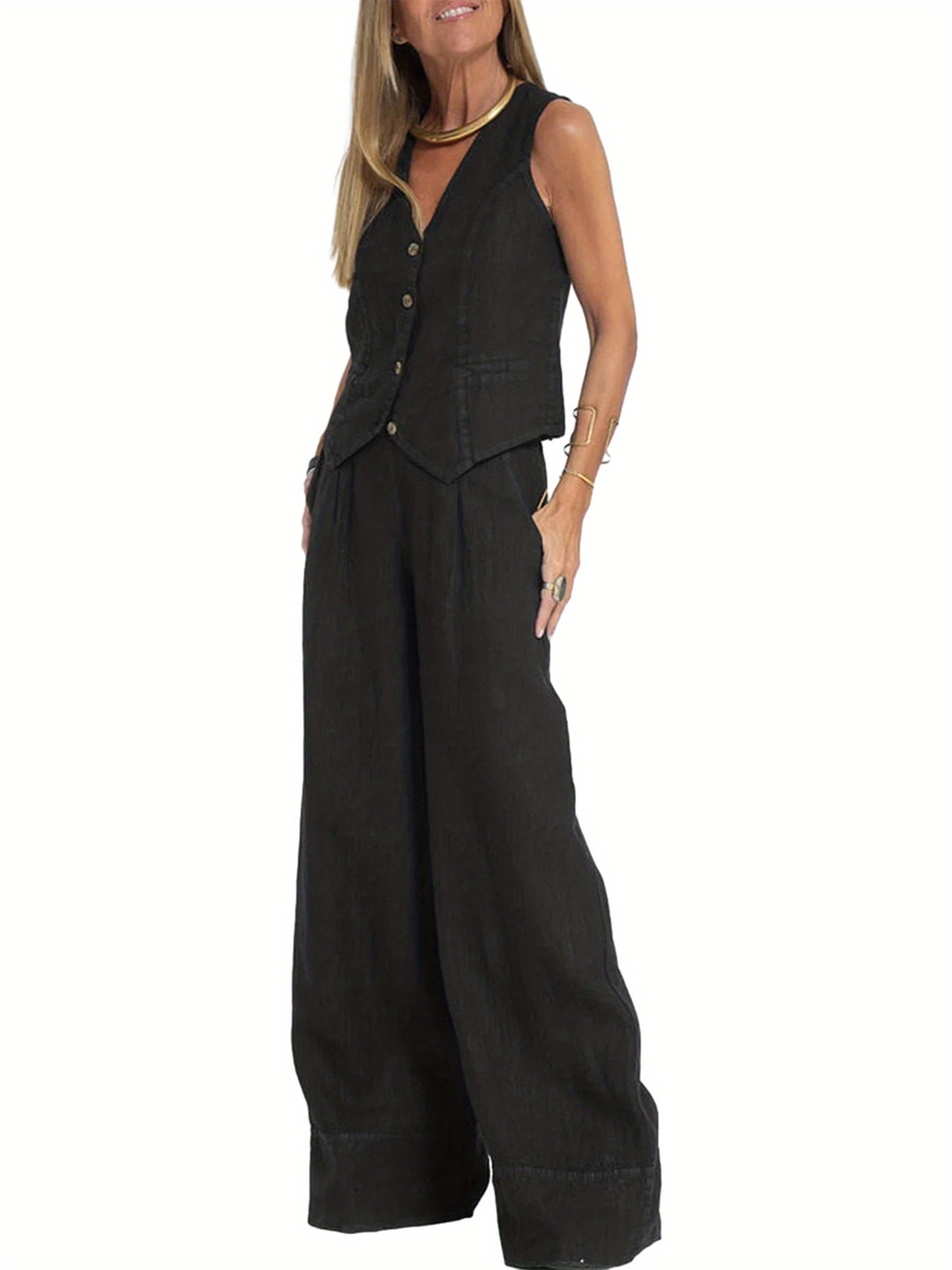 Calerra Vest & Wide-Leg Set