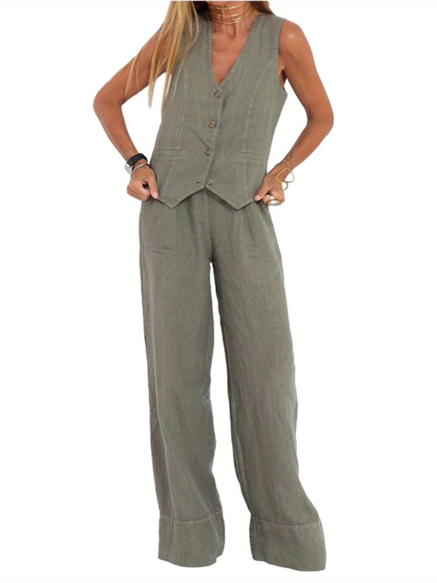 Calerra Vest & Wide-Leg Set