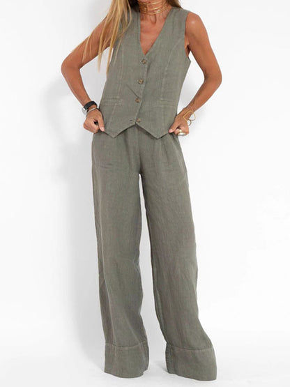 Calerra Vest & Wide-Leg Set