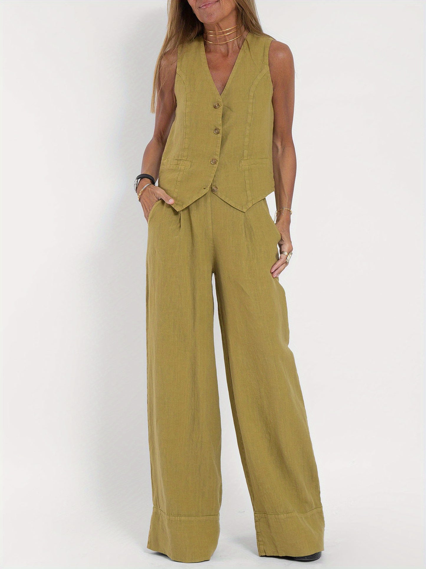 Calerra Vest & Wide-Leg Set