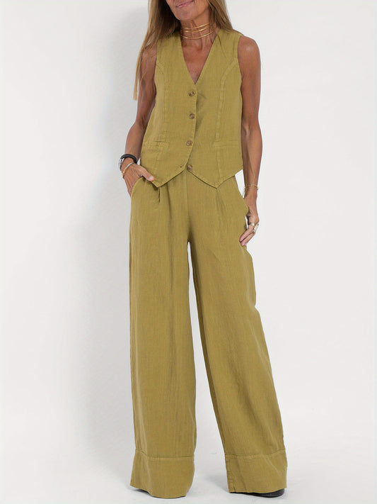 Calerra Vest & Wide-Leg Set