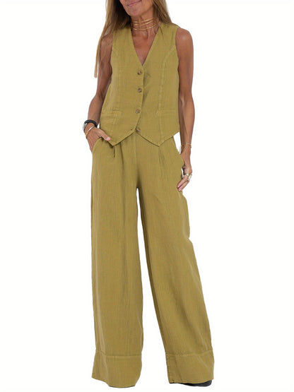 Calerra Vest & Wide-Leg Set