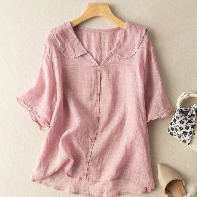 Alena Petal Linen Blouse