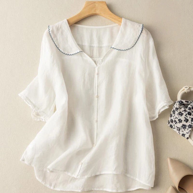 Alena Petal Linen Blouse