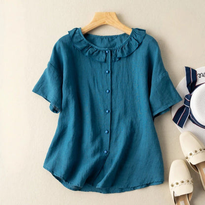 Elora Frill Linen Blouse
