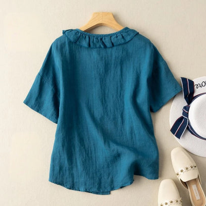 Elora Frill Linen Blouse