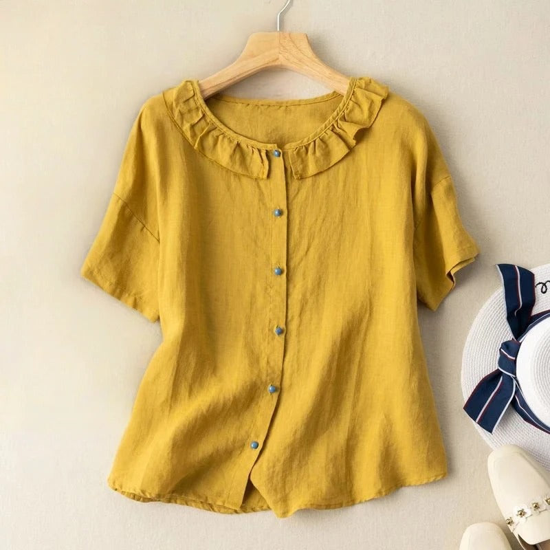 Elora Frill Linen Blouse