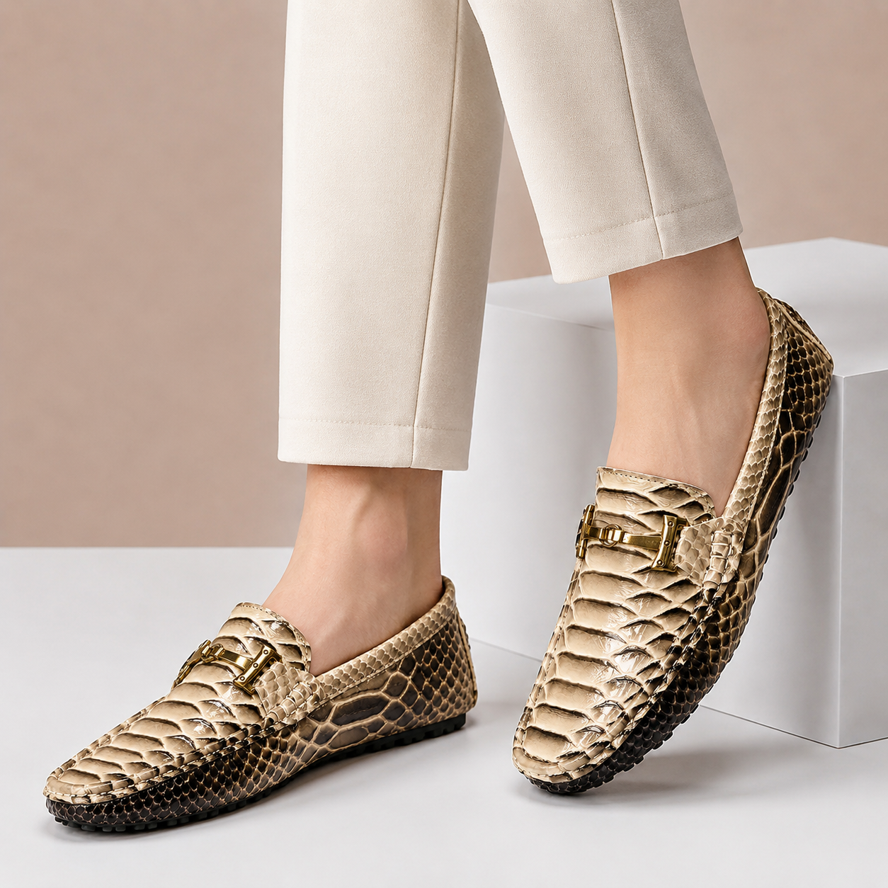 Enrico Embossed Leather Loafers