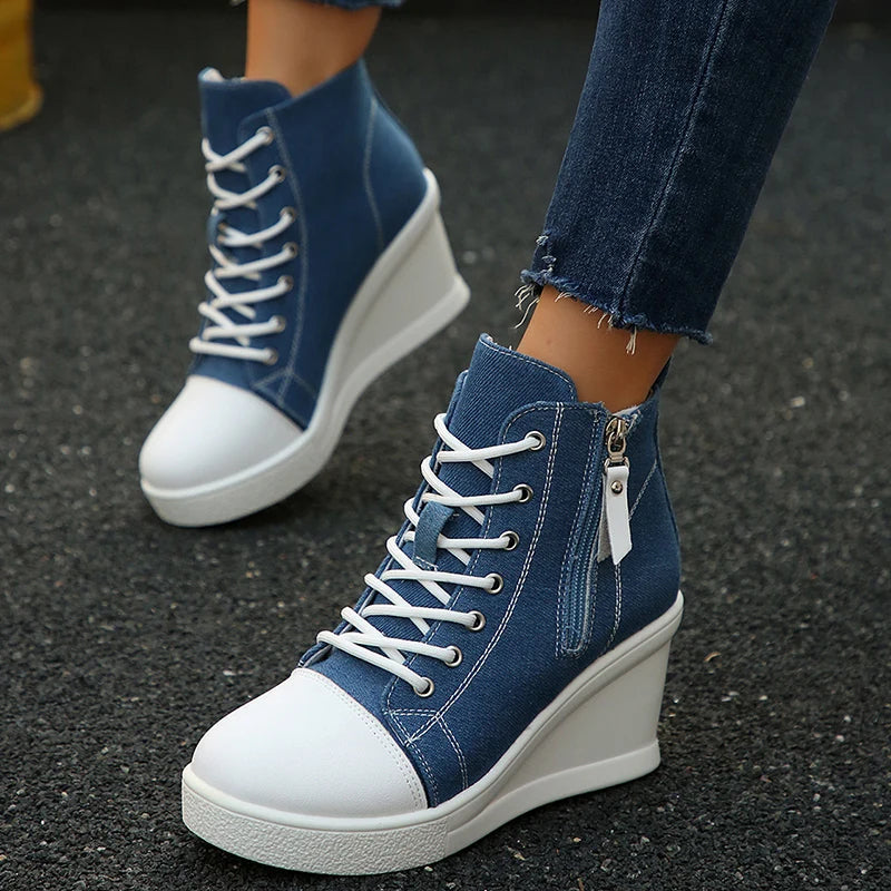 Lena Canvas Wedge Sneakers