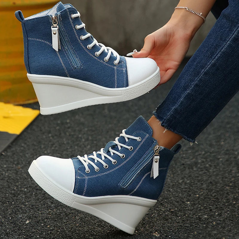 Lena Canvas Wedge Sneakers