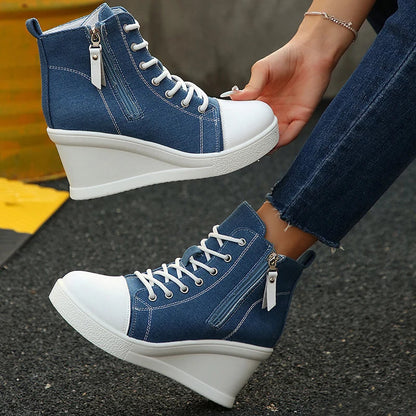 Lena Canvas Wedge Sneakers