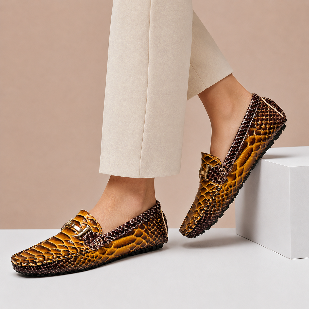 Enrico Embossed Leather Loafers