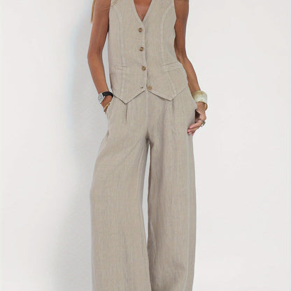 Calerra Vest & Wide-Leg Set