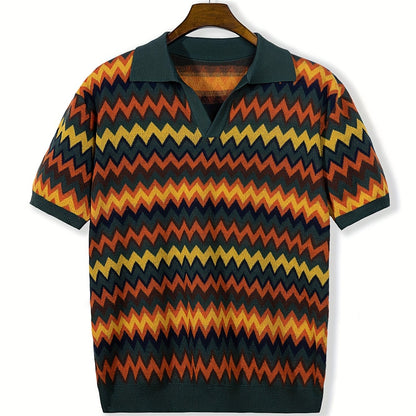 Retro Chevron Knit Polo
