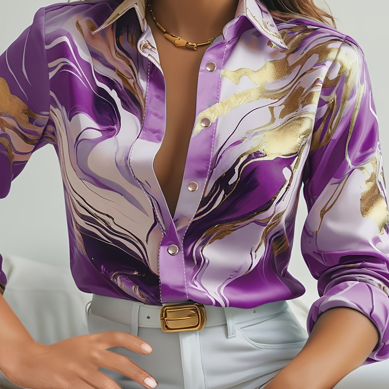 Lila Casual Button-Up Shirt