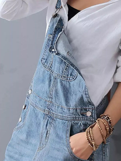 Harper Distressed Denim Overalls Dress