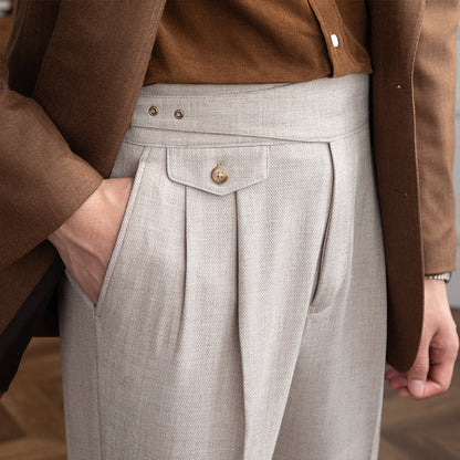 Porto Textured Pleated Trousers