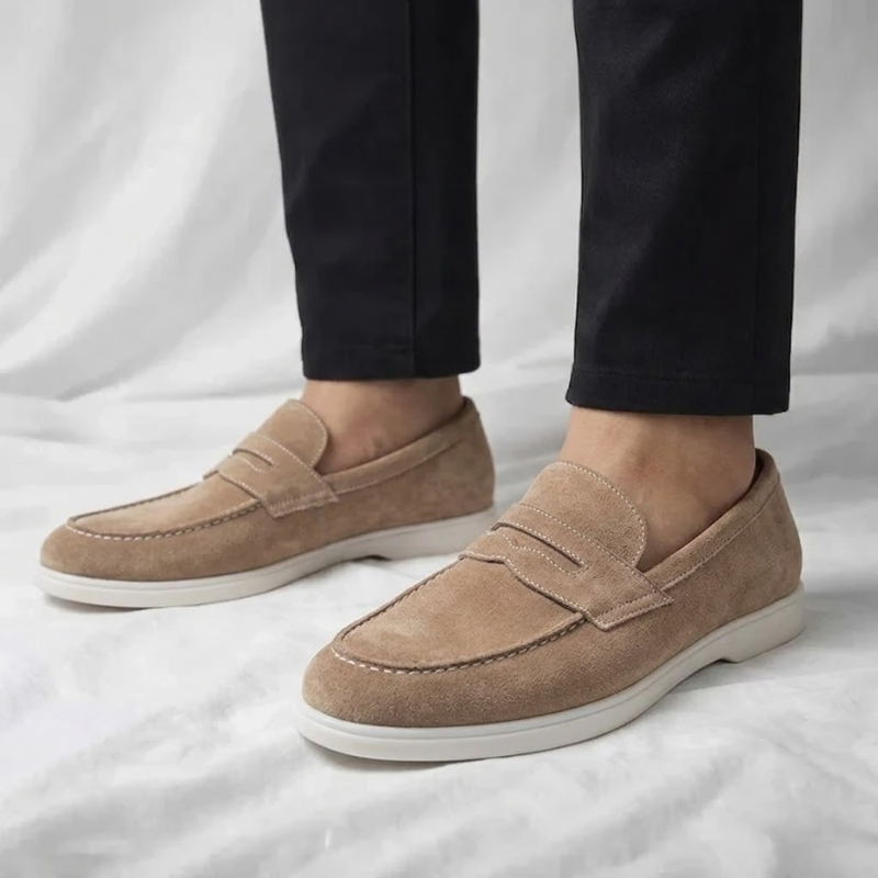 Monaco Suede Penny Loafers