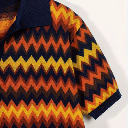 Retro Chevron Knit Polo