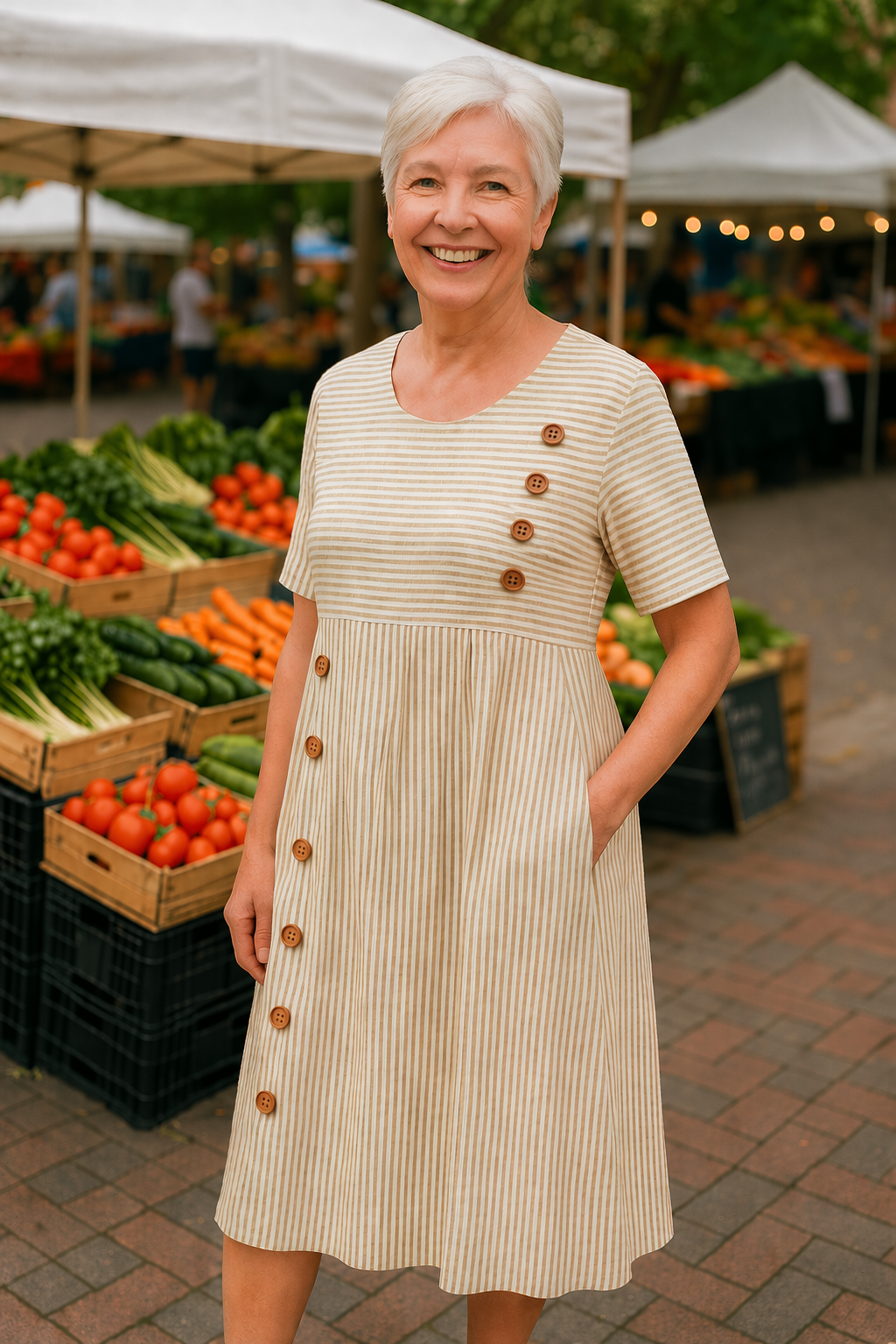 Meadow Striped Button Dress