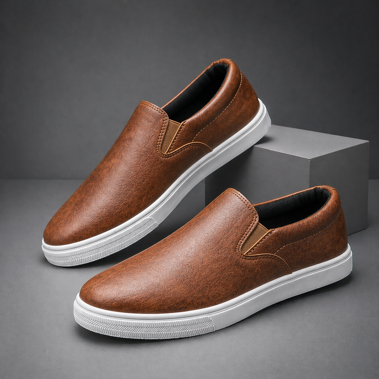 Metro Leather Slip On Trainers