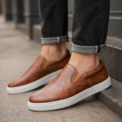 Metro Leather Slip On Trainers