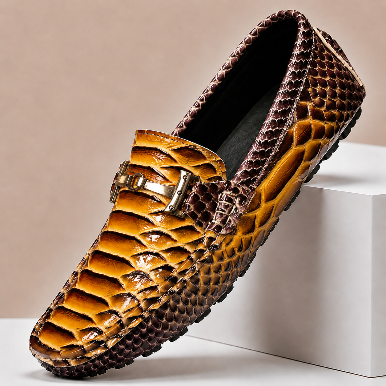 Enrico Embossed Leather Loafers
