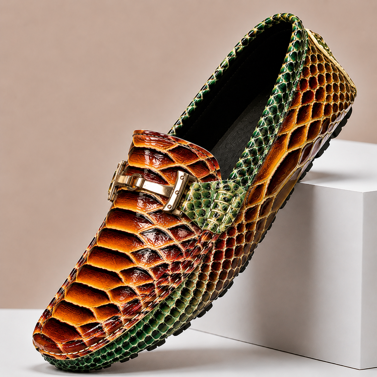 Enrico Embossed Leather Loafers