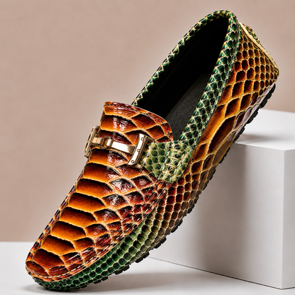 Enrico Embossed Leather Loafers