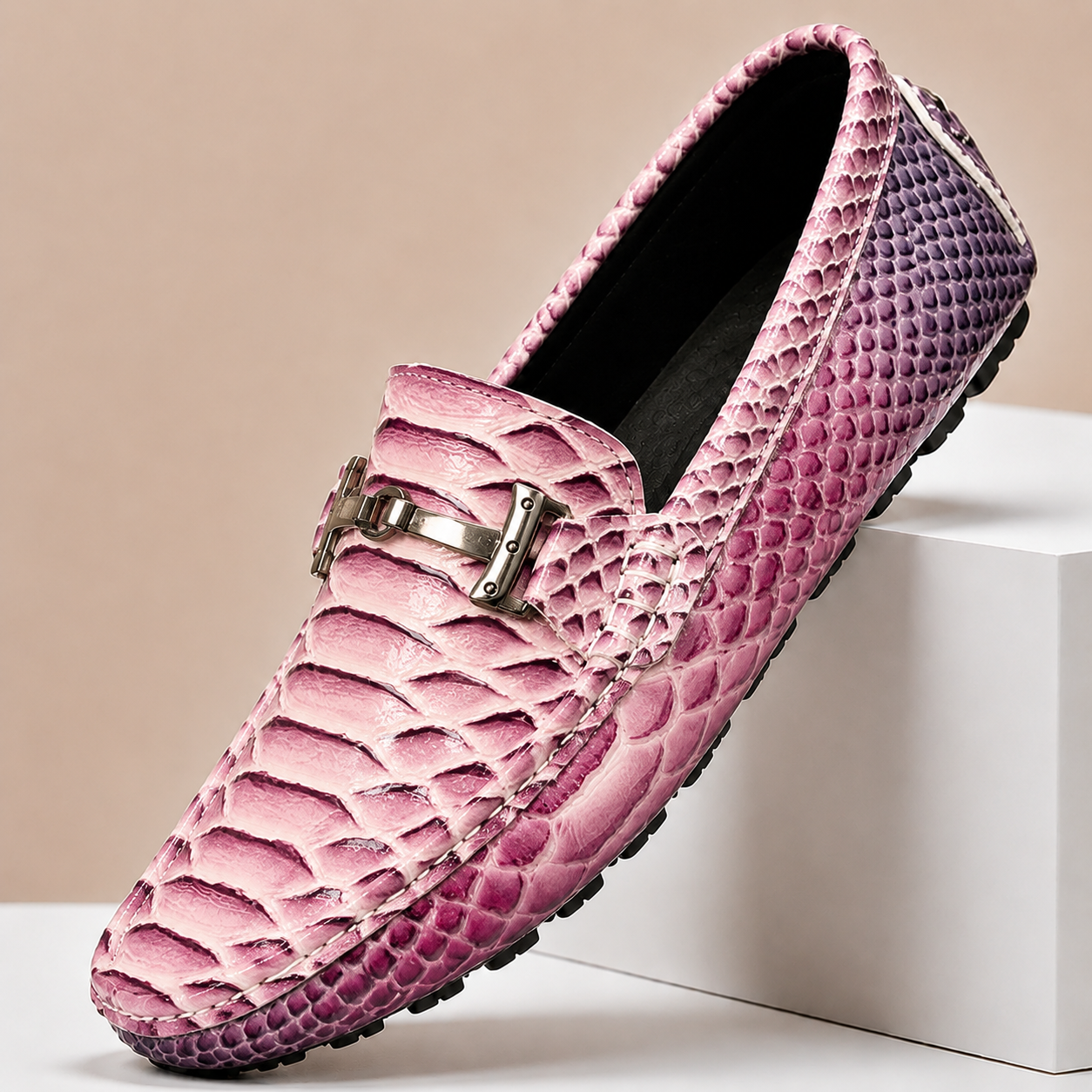 Enrico Embossed Leather Loafers