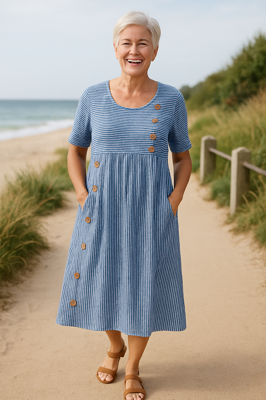 Meadow Striped Button Dress