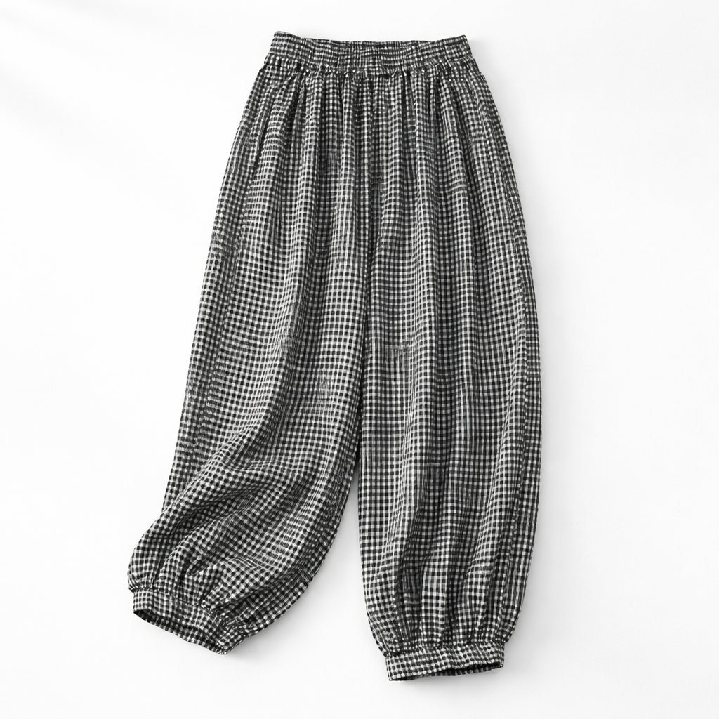 Flora Gingham Summer Linen Trousers