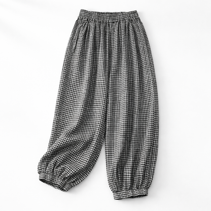 Flora Gingham Summer Linen Trousers
