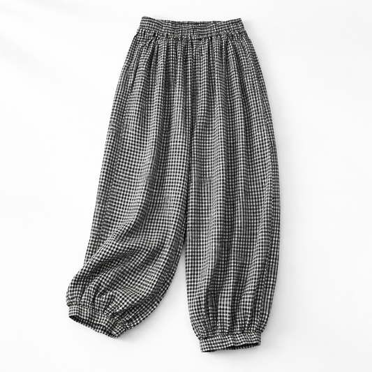 Flora Gingham Summer Linen Trousers