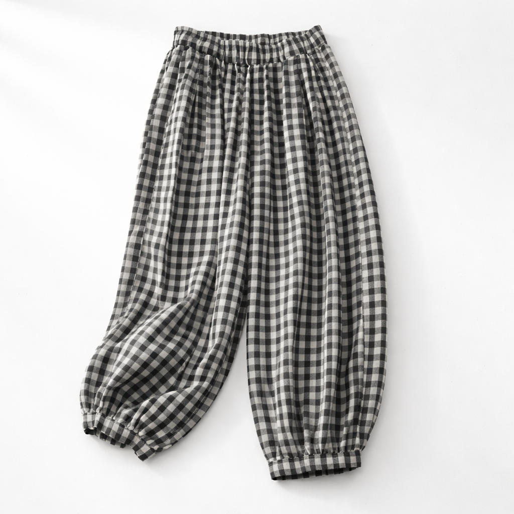 Flora Gingham Summer Linen Trousers