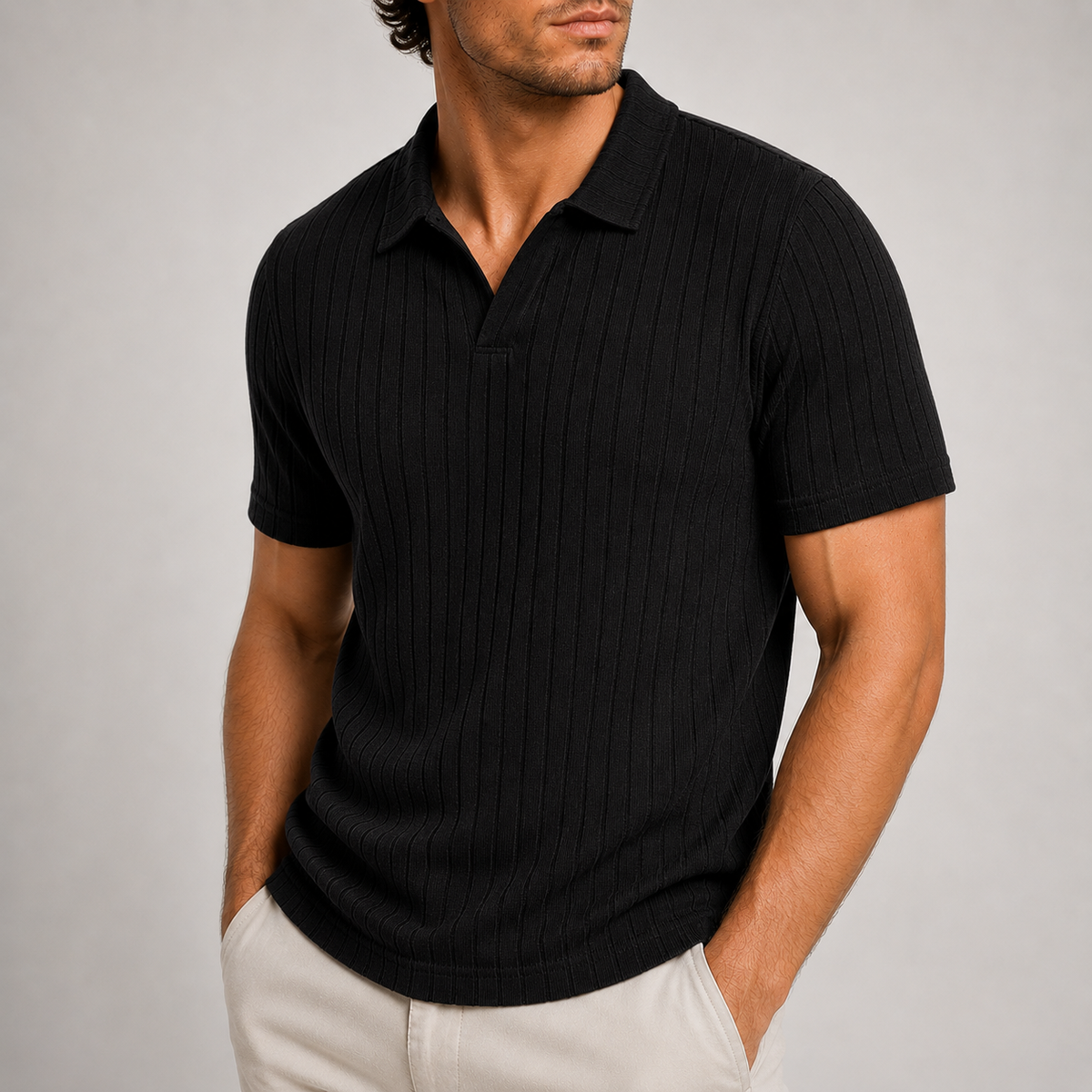 Marlon Ribbed Knit Polo