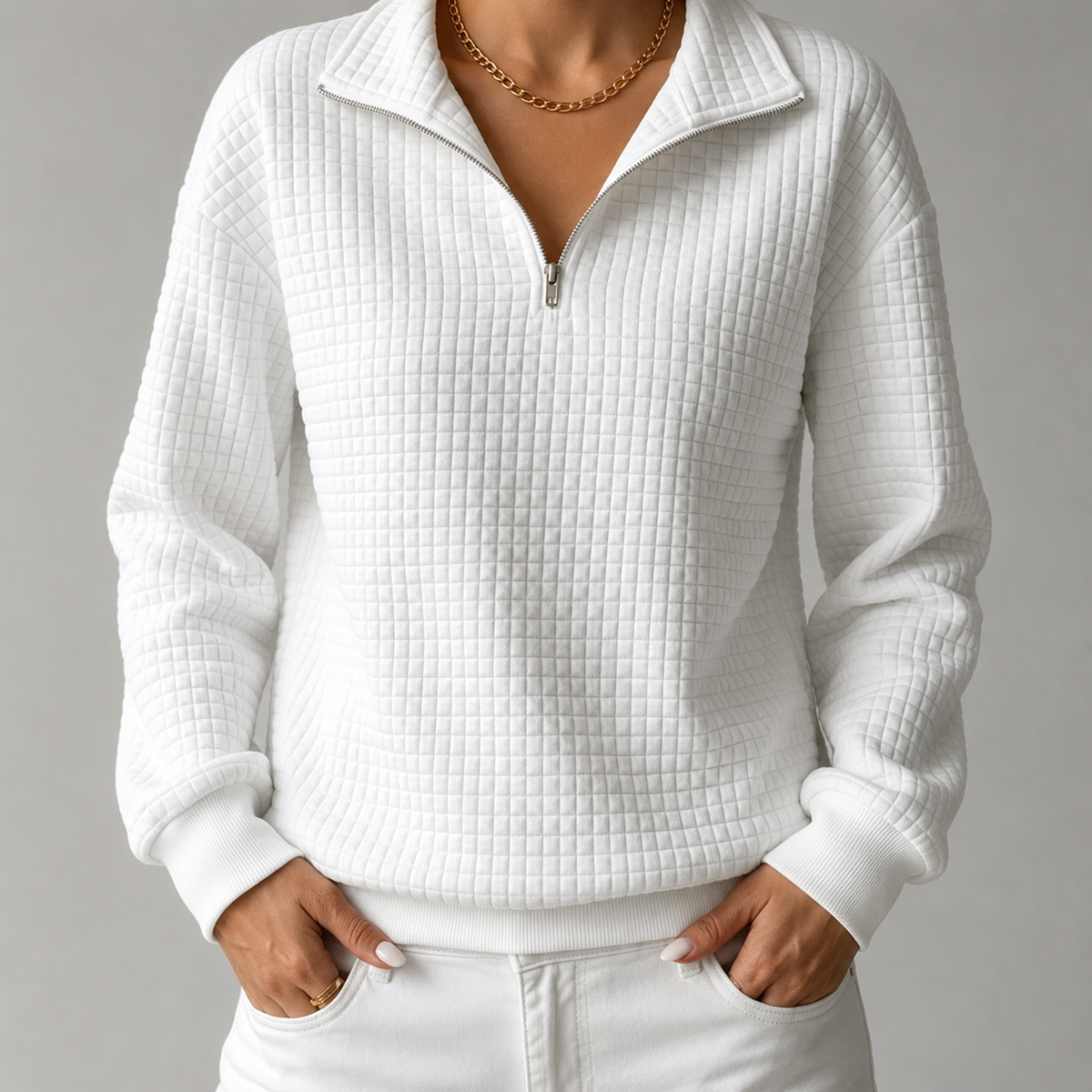 Maeve Waffle-Knit Quarter-Zip