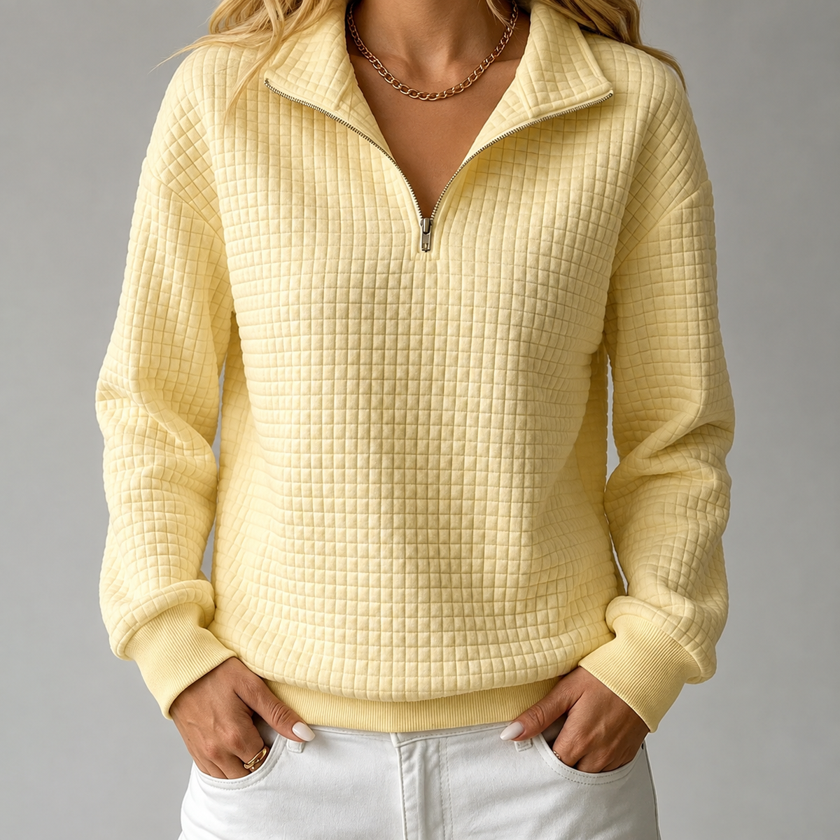Maeve Waffle-Knit Quarter-Zip