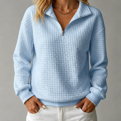 Maeve Waffle-Knit Quarter-Zip