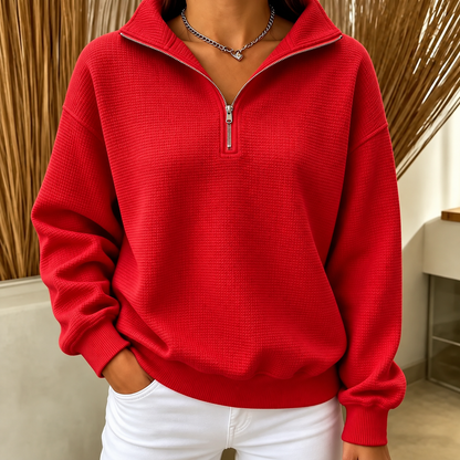 Maeve Waffle-Knit Quarter-Zip
