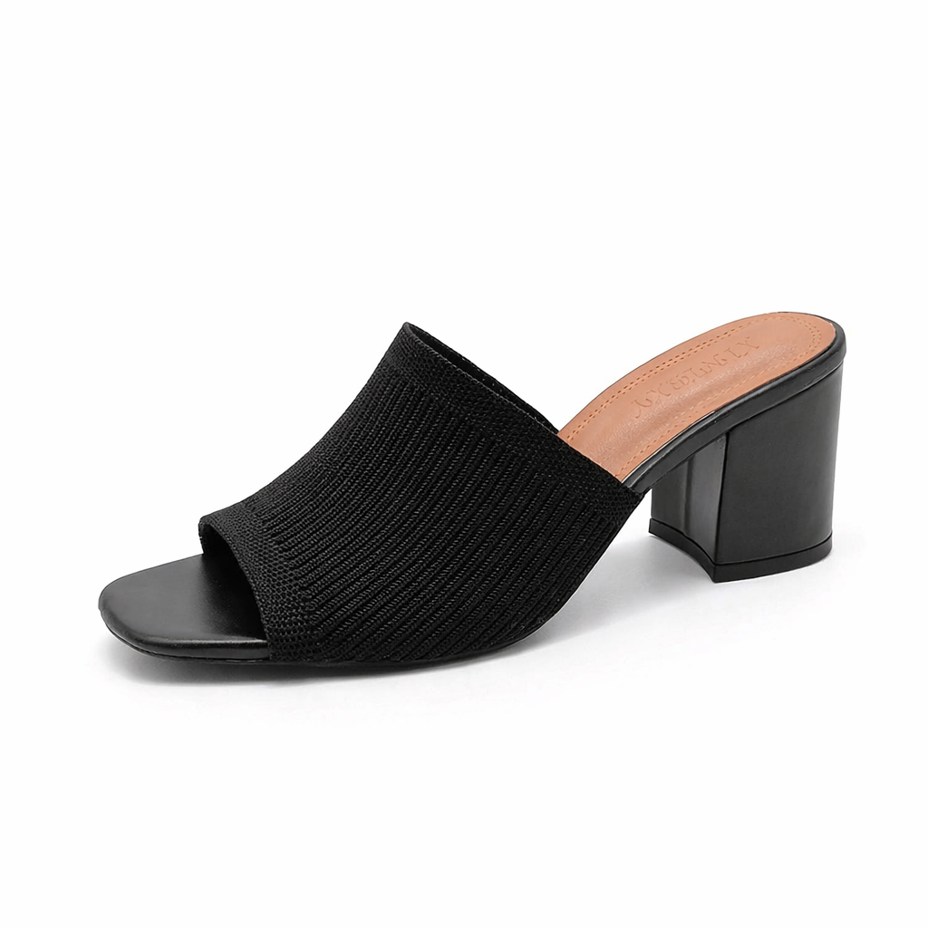Vivienne Ribbed Knit Block Heel