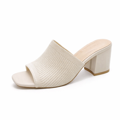 Vivienne Ribbed Knit Block Heel