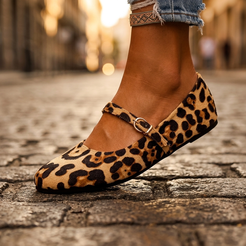 Daphne Leopard Mary Jane Flats
